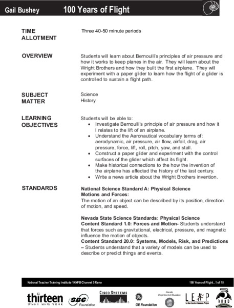 100 Years of Flight Lesson Plan