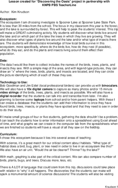 Discovering the Oasis Lesson Plan