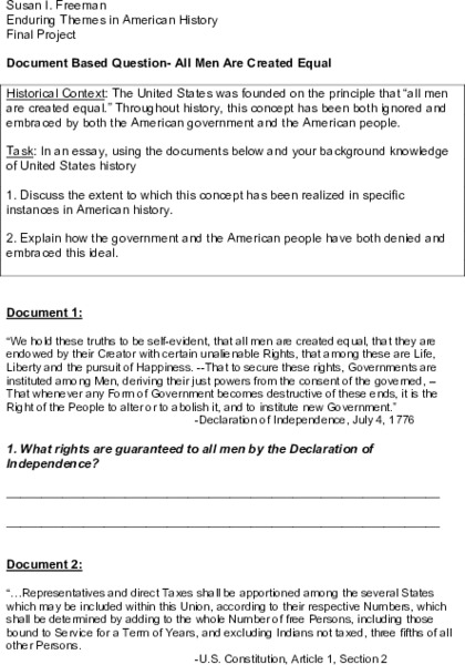 All Men Are Created Equal Lesson Plan