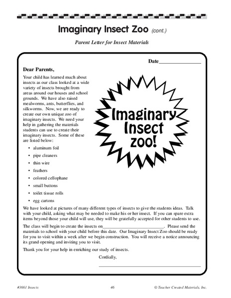 Imaginary Insect Zoo Worksheet
