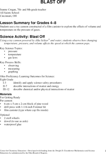 Blast Off Lesson Plan