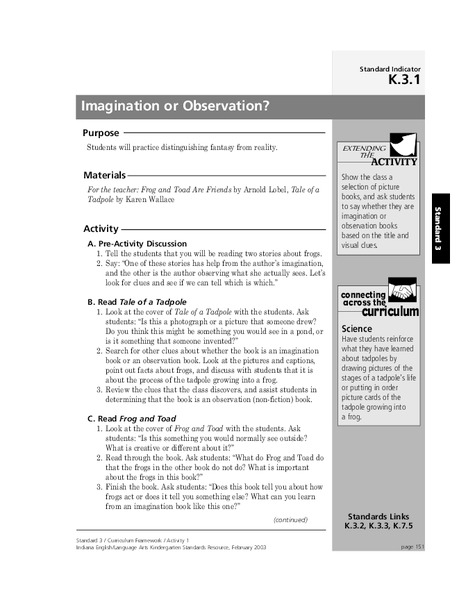 Imagination Or Observation? Lesson Plan