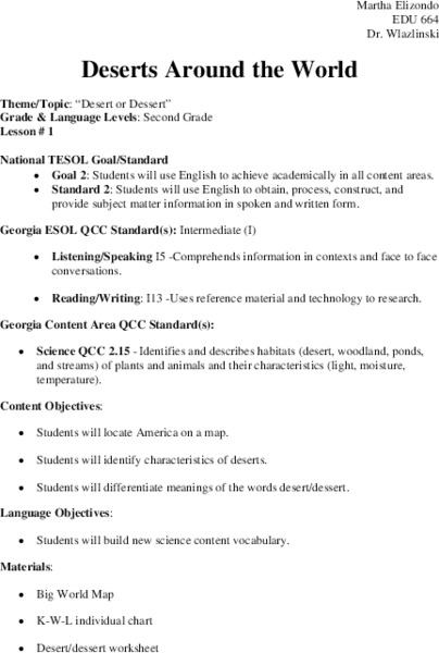 Deserts Around the World Lesson Plan