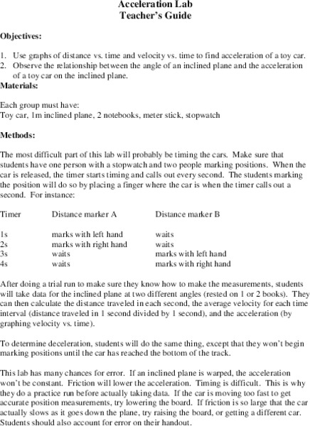 Acceleration Lab Lesson Plan