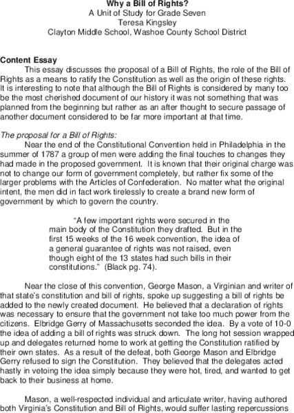 Why A Bill of Rights? Lesson Plan
