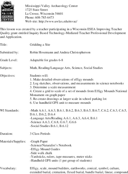 Gridding a Site Lesson Plan