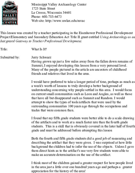 What Is It? Lesson Plan