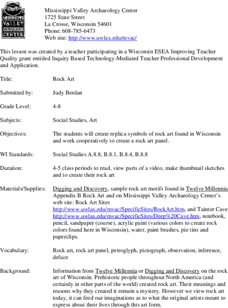 Rock Art Lesson Plan