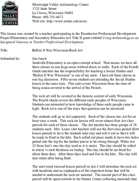 Before It Was Wisconsin-Rock Art Lesson Plan