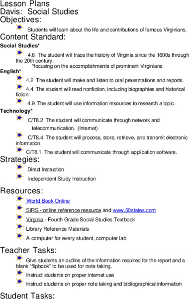 Famous Virginians Lesson Plan