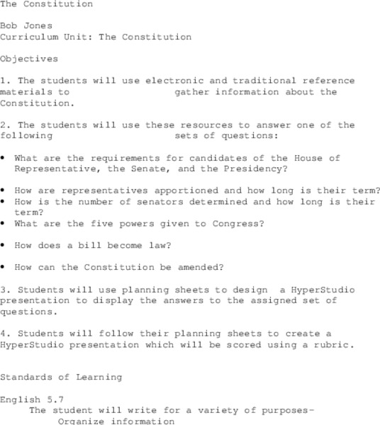 The Constitution Lesson Plan