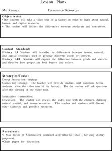 Resources Lesson Plan