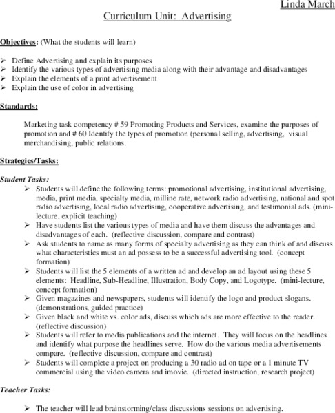 Advertising Lesson Plan