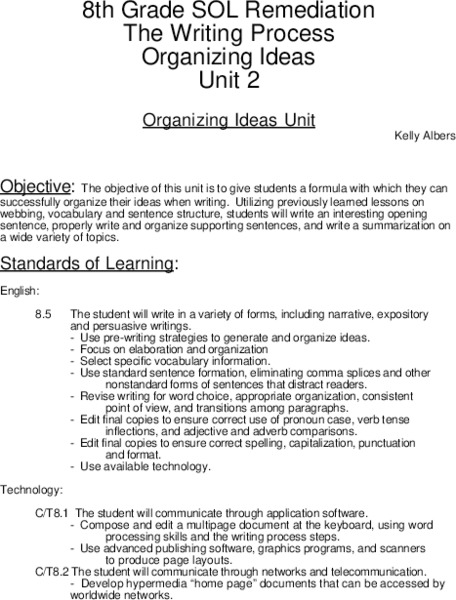 Organizing Ideas Lesson Plan