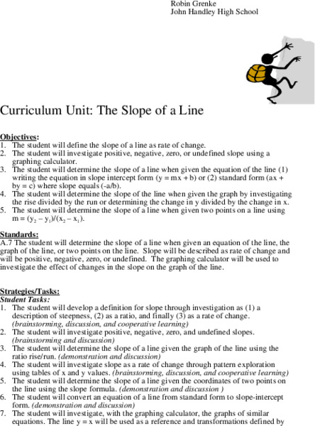 The Slope of a Line Lesson Plan
