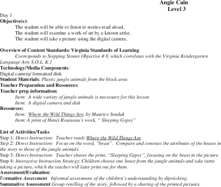 Stepping Stones Lesson Plan