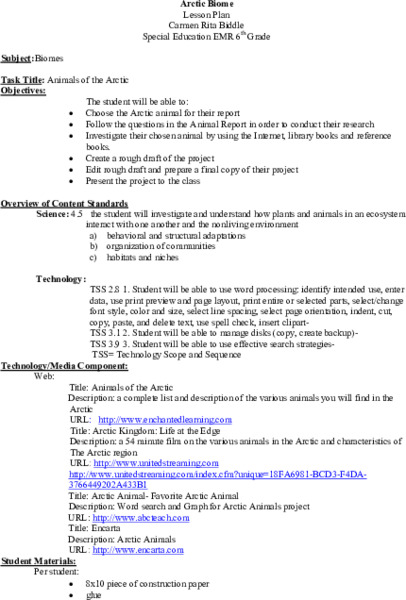 Animals of the Arctic Lesson Plan