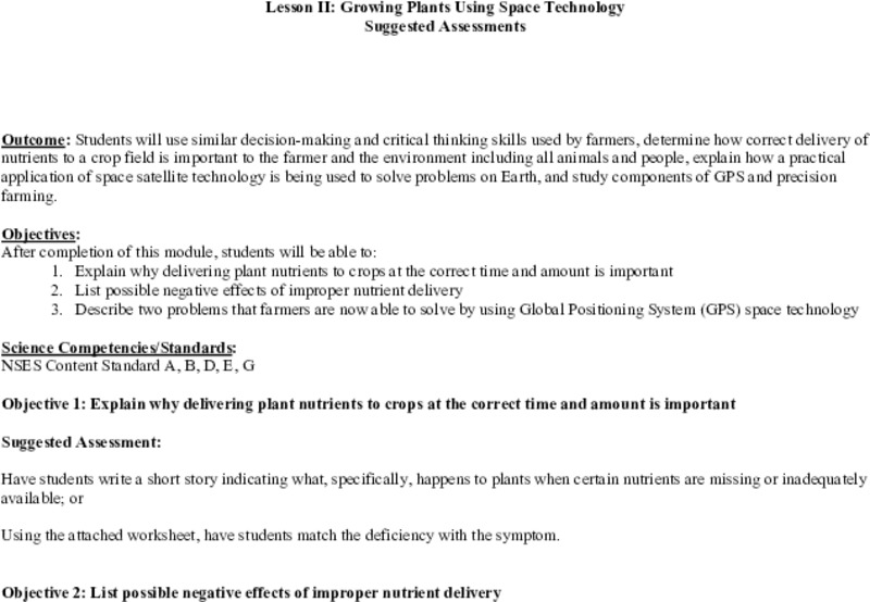 Growing Plants Using Space Technology Lesson Plan
