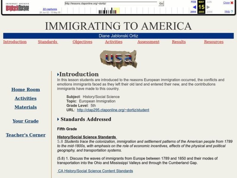 Immigrating to America Lesson Plan