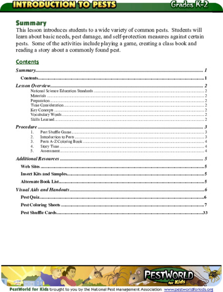 Introduction To Pests Lesson Plan
