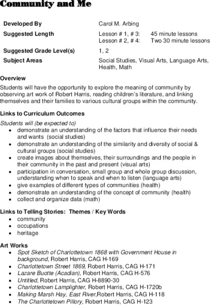 Community and Me Lesson Plan