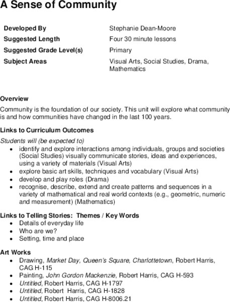 A Sense of Community Lesson Plan