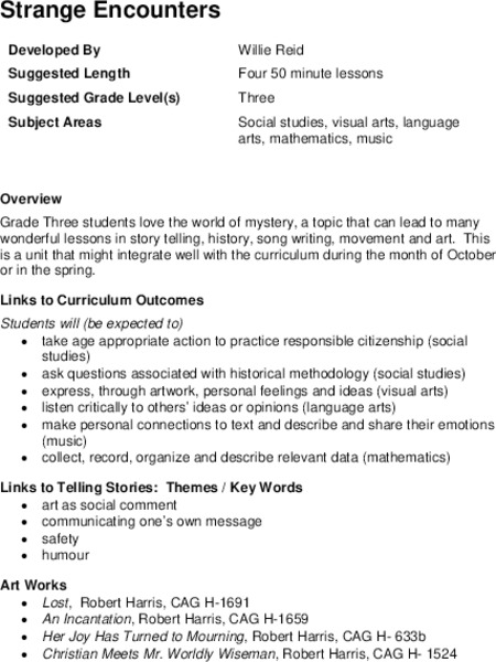 Strange Encounters Lesson Plan