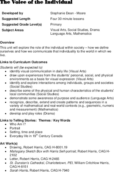 The Voice of the Individual Lesson Plan