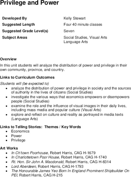 Privilege and Power Lesson Plan