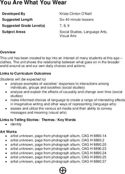 You Are What You Wear Lesson Plan