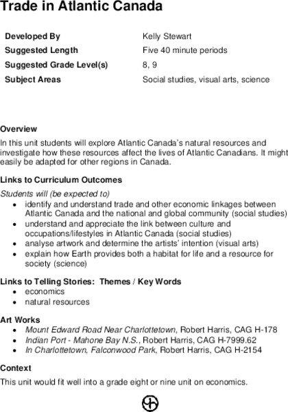 Trade in Atlantic Canada Lesson Plan