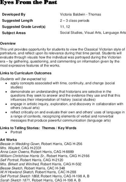Eyes From the Past Lesson Plan