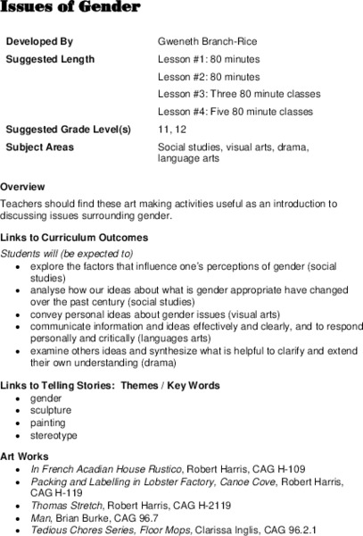 Issues of Gender Lesson Plan