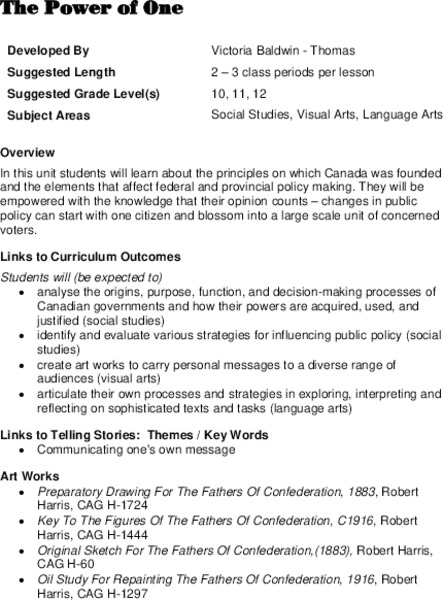 The Power of One Lesson Plan