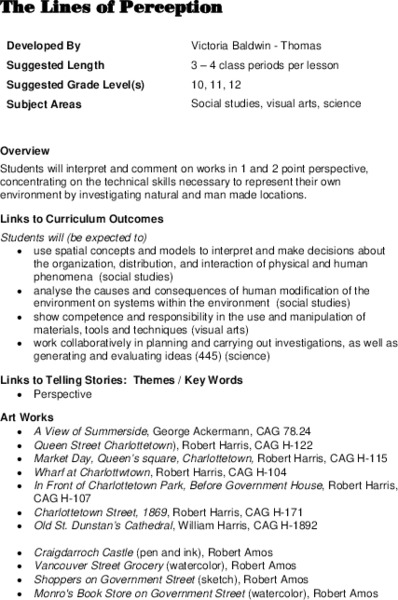 The Lines of Perception Lesson Plan