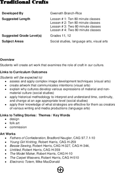 Traditional Crafts Lesson Plan