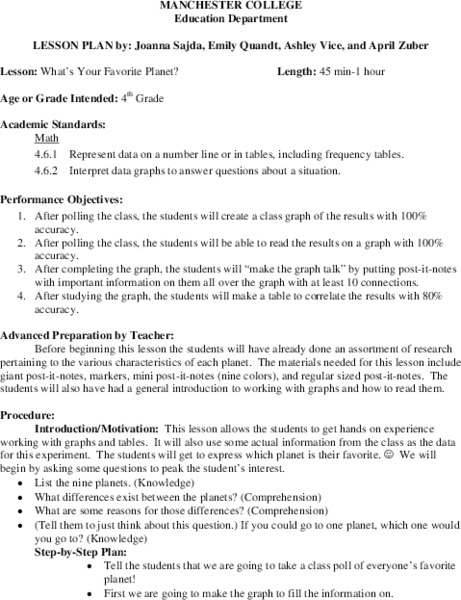 What's Your Favorite Planet? Lesson Plan
