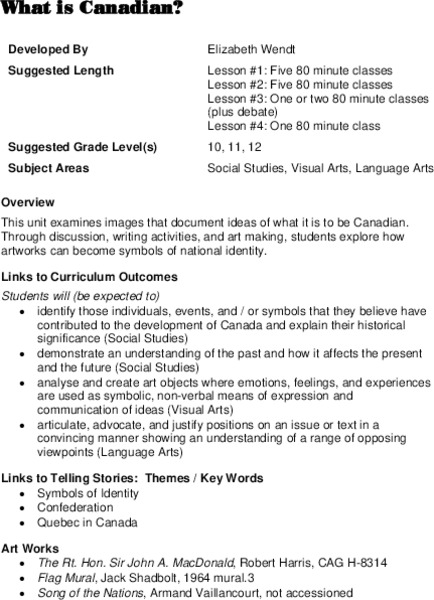 What is Canadian? Lesson Plan