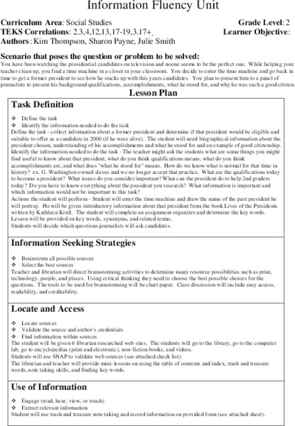 Presidents Lesson Plan