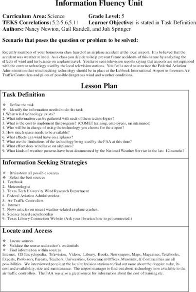 Wind and The Airline Lesson Plan