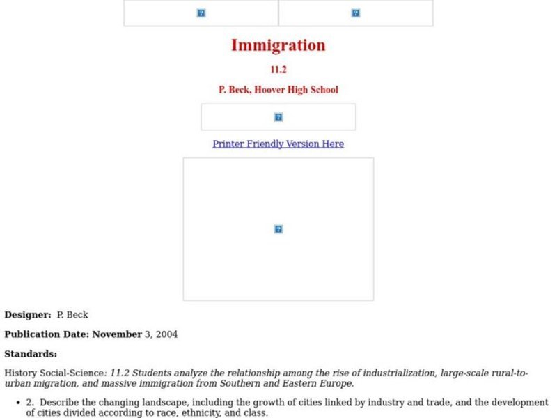 Immigration Lesson Plan