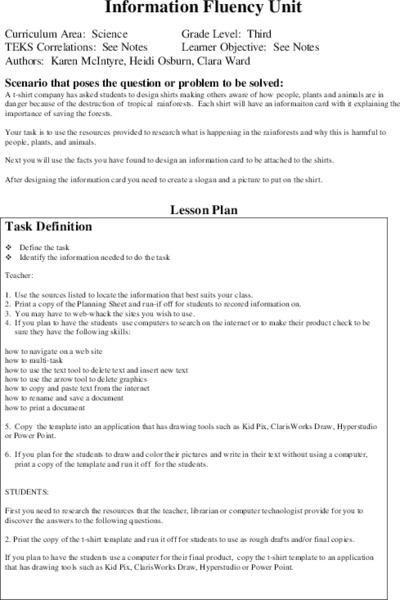 Information Fluency Unit Lesson Plan