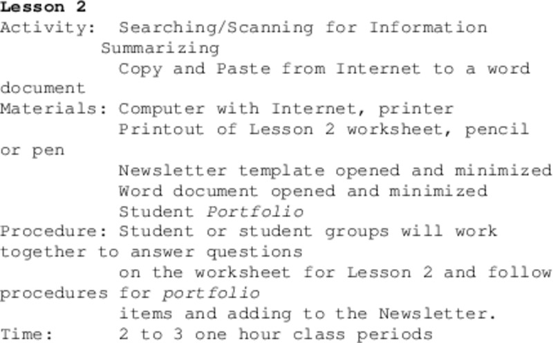 Searching for Information Lesson Plan
