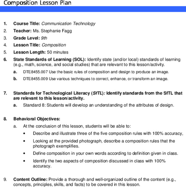 Composition Lesson Plan