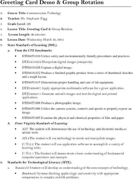 Communication Technology Lesson Plan