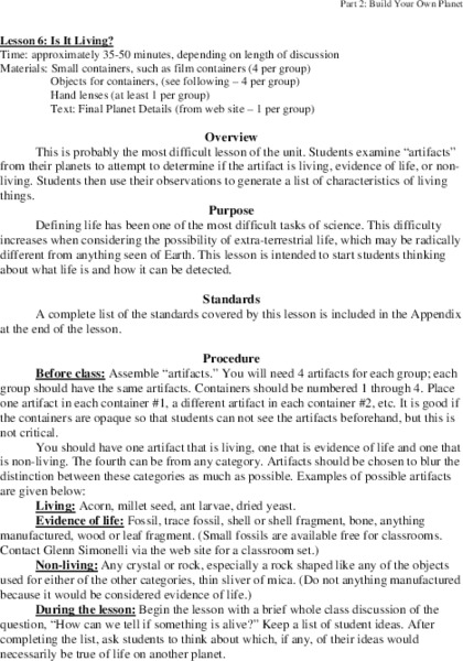 Is It Living? Lesson Plan
