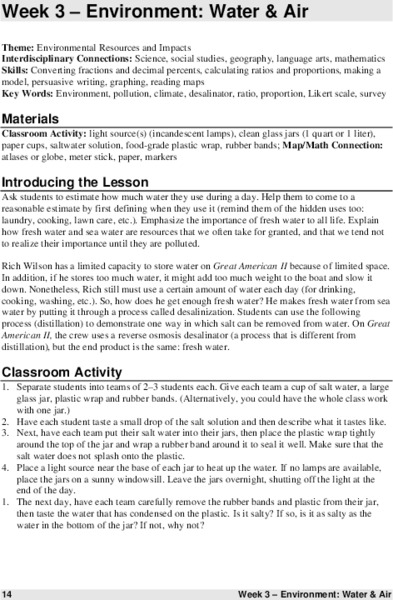 Environment: Water & Air Lesson Plan