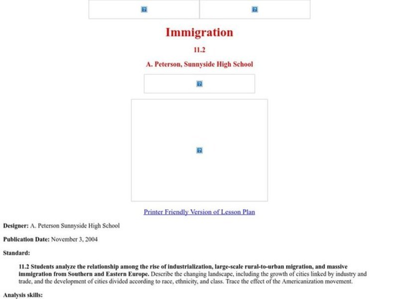 Immigration Lesson Plan