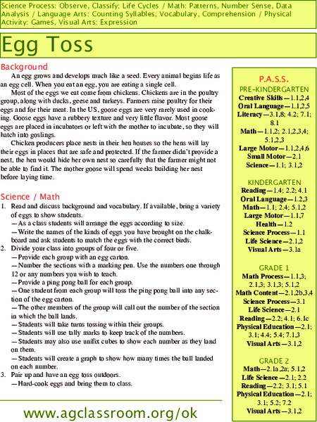 Egg Toss Lesson Plan