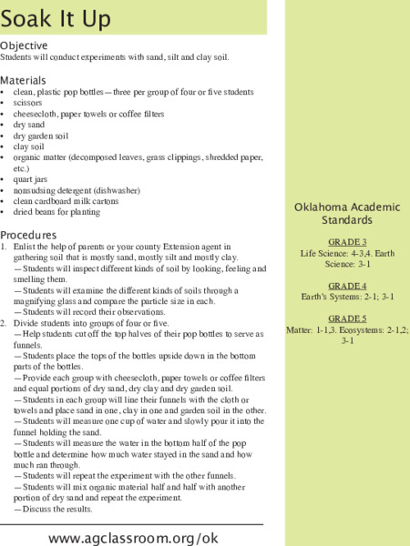 Soak It Up Lesson Plan